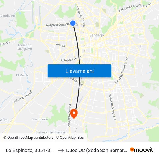 Lo Espinoza, 3051-3067 to Duoc UC (Sede San Bernardo) map