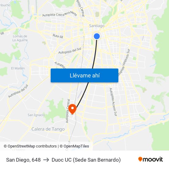 San Diego, 648 to Duoc UC (Sede San Bernardo) map