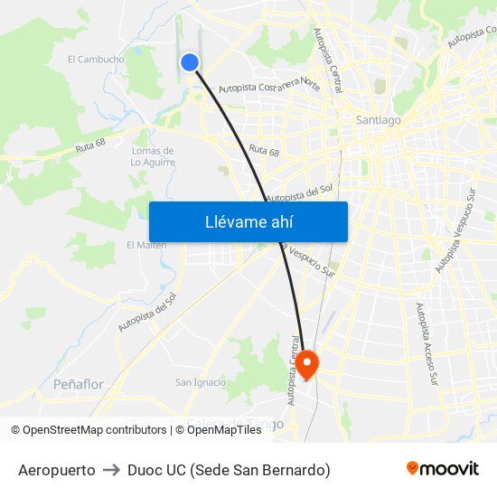 Aeropuerto to Duoc UC (Sede San Bernardo) map