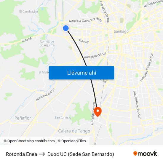 Rotonda Enea to Duoc UC (Sede San Bernardo) map