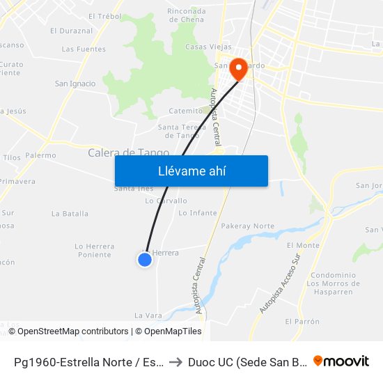 Pg1960-Estrella Norte / Esq. Gamma to Duoc UC (Sede San Bernardo) map