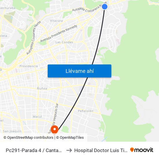 Pc291-Parada 4 / Cantagallo to Hospital Doctor Luis Tisné map