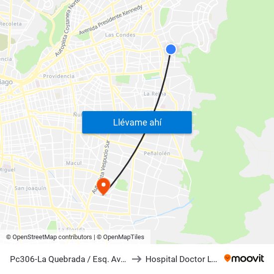 Pc306-La Quebrada / Esq. Avenida La Paz to Hospital Doctor Luis Tisné map