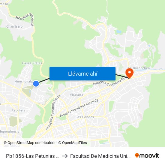 Pb1856-Las Petunias / Esq. Los Retamos to Facultad De Medicina Universidad Del Desarrollo map