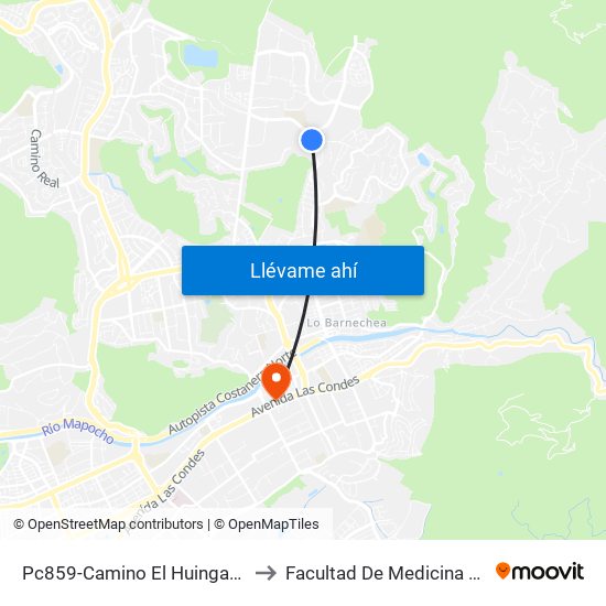 Pc859-Camino El Huinganal / Esq. Camino Del Yunque to Facultad De Medicina Universidad Del Desarrollo map