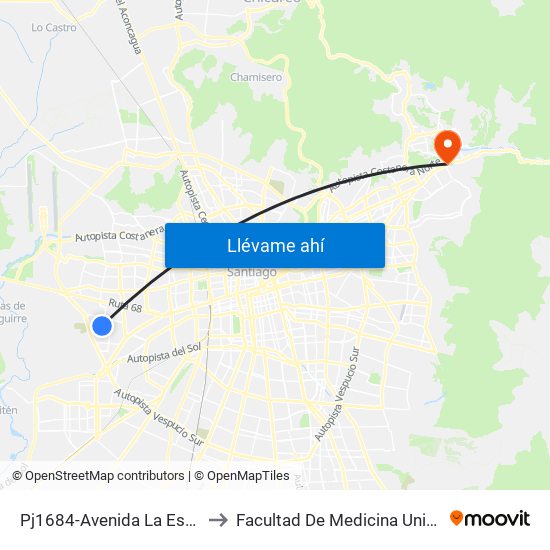 Pj1684-Avenida La Estrella / Esq. Lebreles to Facultad De Medicina Universidad Del Desarrollo map