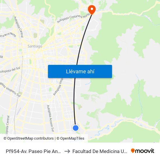 Pf954-Av. Paseo Pie Andino / Esq. Cerro Paranal to Facultad De Medicina Universidad Del Desarrollo map