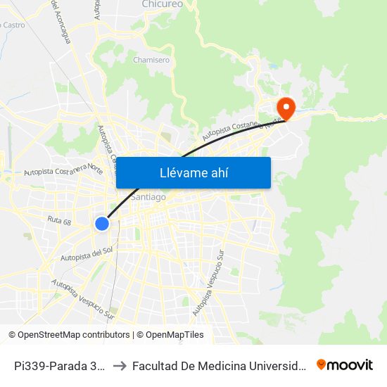 Pi339-Parada 3 / Concón to Facultad De Medicina Universidad Del Desarrollo map
