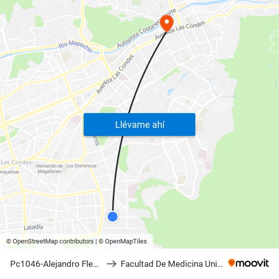 Pc1046-Alejandro Fleming / Esq. Totoralillo to Facultad De Medicina Universidad Del Desarrollo map