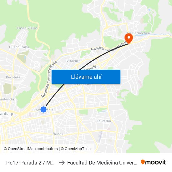 Pc17-Parada 2 / Muni.Providencia to Facultad De Medicina Universidad Del Desarrollo map