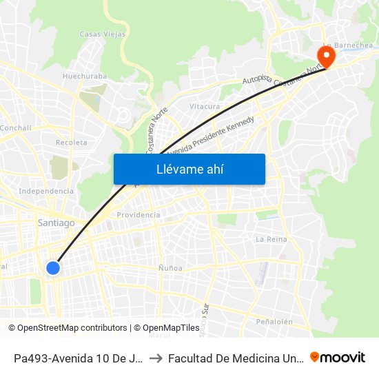 Pa493-Avenida 10 De Julio / Esq. Nataniel Cox to Facultad De Medicina Universidad Del Desarrollo map