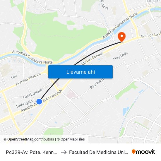 Pc329-Av. Pdte. Kennedy / Esq. La Llavería to Facultad De Medicina Universidad Del Desarrollo map