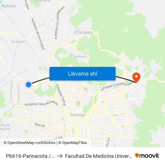 Pb616-Parinacota / Esq. Antillanca to Facultad De Medicina Universidad Del Desarrollo map