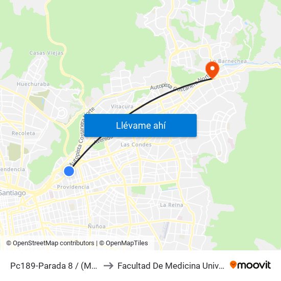 Pc189-Parada 8 / (M) Pedro De Valdivia to Facultad De Medicina Universidad Del Desarrollo map