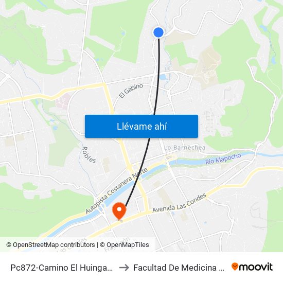 Pc872-Camino El Huinganal / Esq. Camino Del Pregón to Facultad De Medicina Universidad Del Desarrollo map