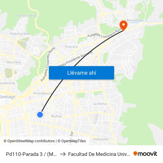 Pd110-Parada 3 / (M) Mons. Eyzaguirre to Facultad De Medicina Universidad Del Desarrollo map