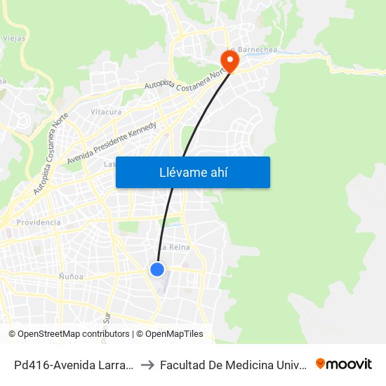 Pd416-Avenida Larrain / Esq. Pepe Vila to Facultad De Medicina Universidad Del Desarrollo map