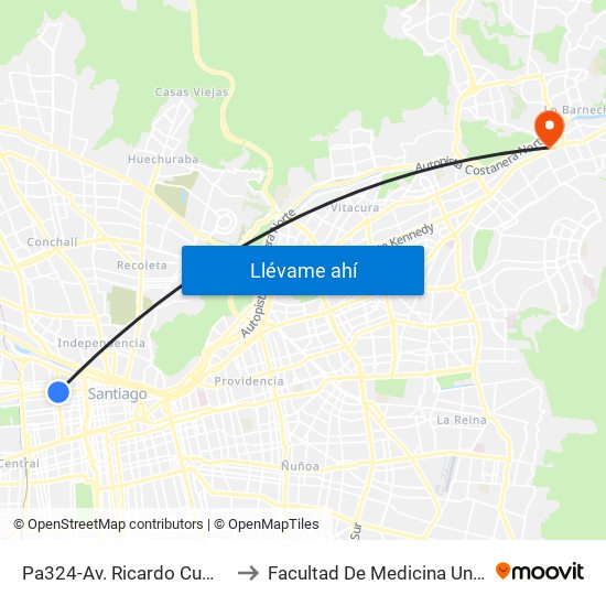 Pa324-Av. Ricardo Cumming / Esq. San Pablo to Facultad De Medicina Universidad Del Desarrollo map