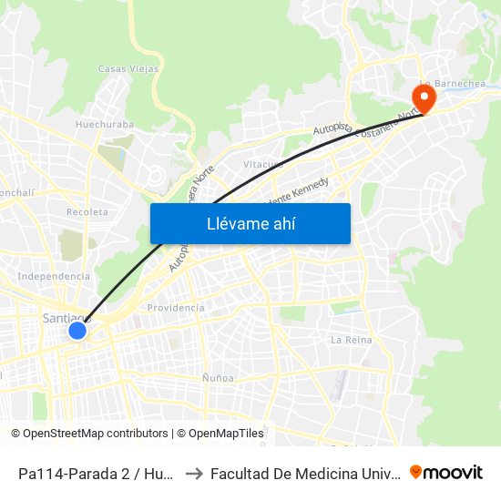 Pa114-Parada 2 / Huérfanos - Mac - Iver to Facultad De Medicina Universidad Del Desarrollo map