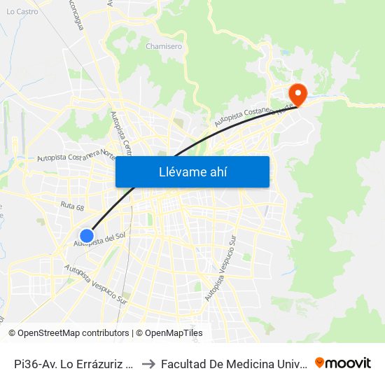 Pi36-Av. Lo Errázuriz / Esq. Los Metales to Facultad De Medicina Universidad Del Desarrollo map