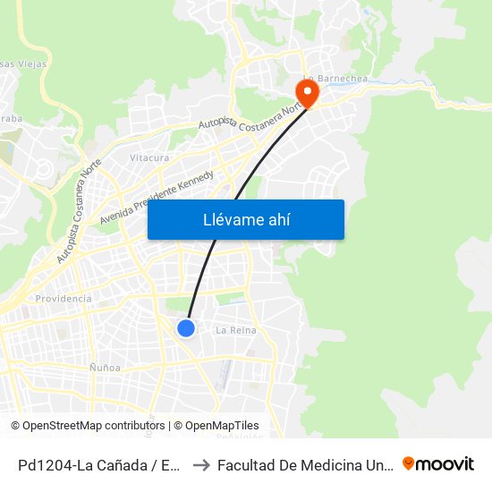 Pd1204-La Cañada / Esq. Monseñor Edwards to Facultad De Medicina Universidad Del Desarrollo map