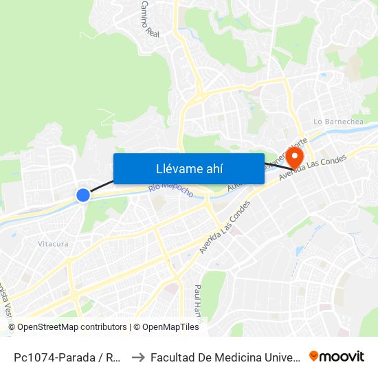 Pc1074-Parada / Rotonda Lo Curro to Facultad De Medicina Universidad Del Desarrollo map