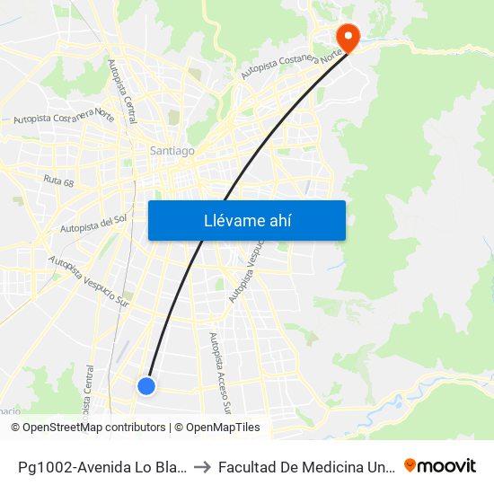 Pg1002-Avenida Lo Blanco / Esq. Las Quintas to Facultad De Medicina Universidad Del Desarrollo map