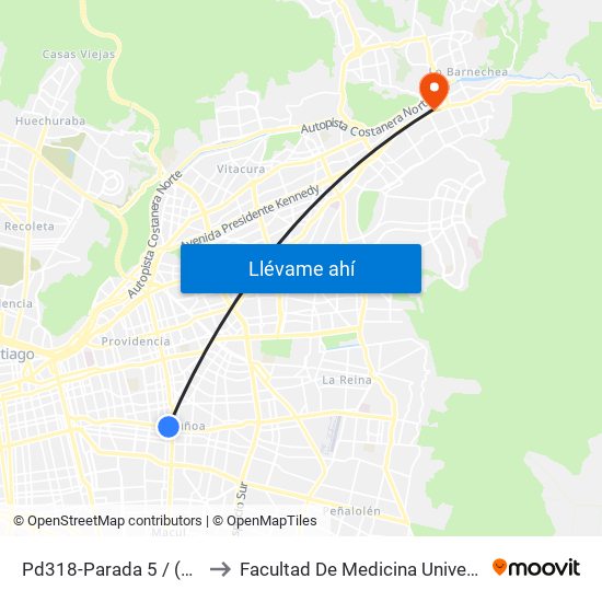 Pd318-Parada 5 / (M) Chile España to Facultad De Medicina Universidad Del Desarrollo map