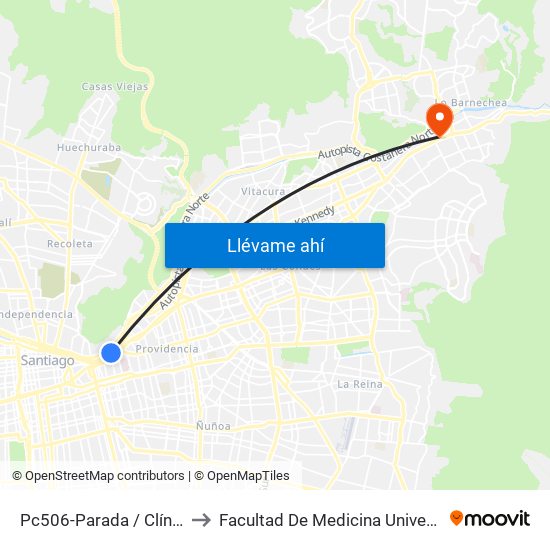 Pc506-Parada / Clínica Santa María to Facultad De Medicina Universidad Del Desarrollo map