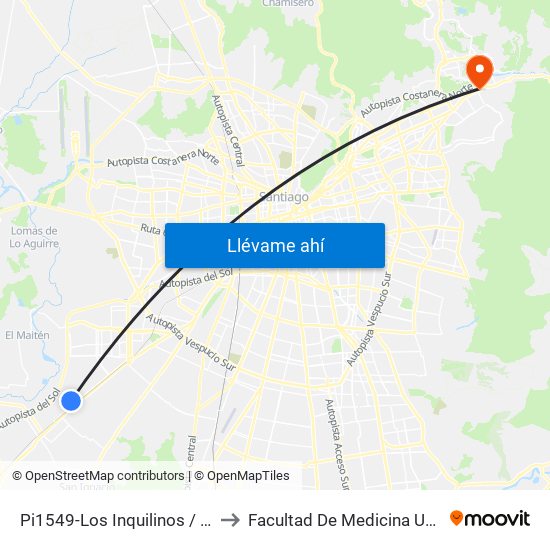 Pi1549-Los Inquilinos / Esq. Hernán Díaz Arrieta to Facultad De Medicina Universidad Del Desarrollo map