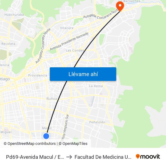 Pd69-Avenida Macul / Esq. Av. Escuela Agrícola to Facultad De Medicina Universidad Del Desarrollo map