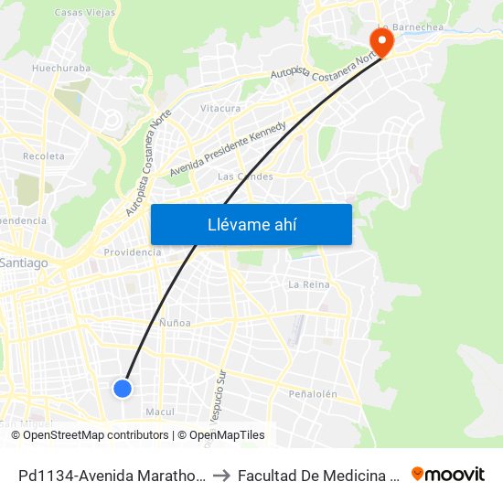 Pd1134-Avenida Marathon / Esq. Av. Rodrigo De Araya to Facultad De Medicina Universidad Del Desarrollo map