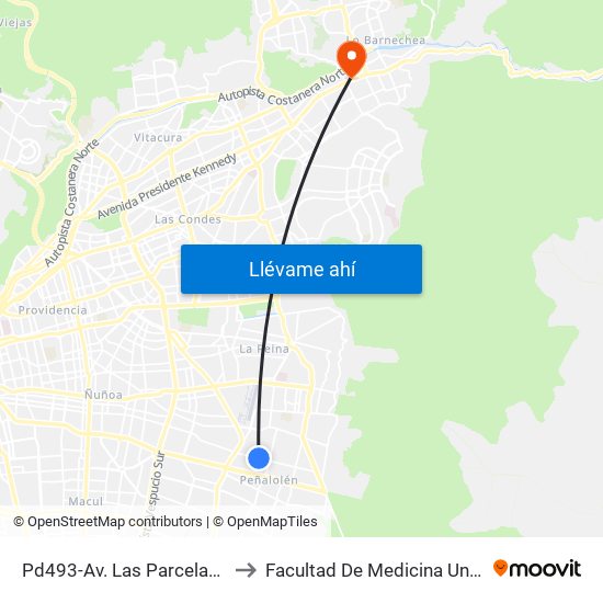 Pd493-Av. Las Parcelas / Esq. Lago Rosselot to Facultad De Medicina Universidad Del Desarrollo map
