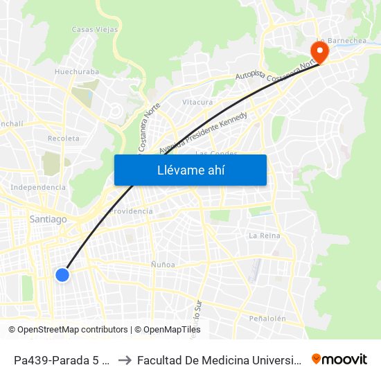 Pa439-Parada 5 / (M) Matta to Facultad De Medicina Universidad Del Desarrollo map