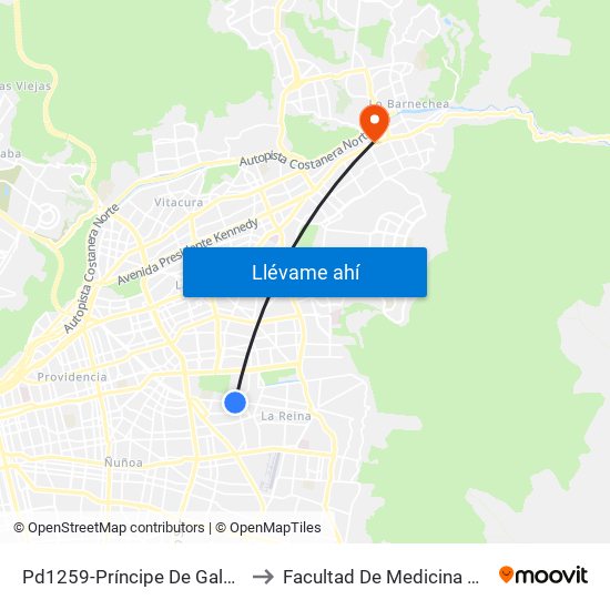 Pd1259-Príncipe De Gales / Esq. Salvador Izquierdo to Facultad De Medicina Universidad Del Desarrollo map