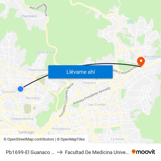 Pb1699-El Guanaco / Esq. Urmeneta to Facultad De Medicina Universidad Del Desarrollo map