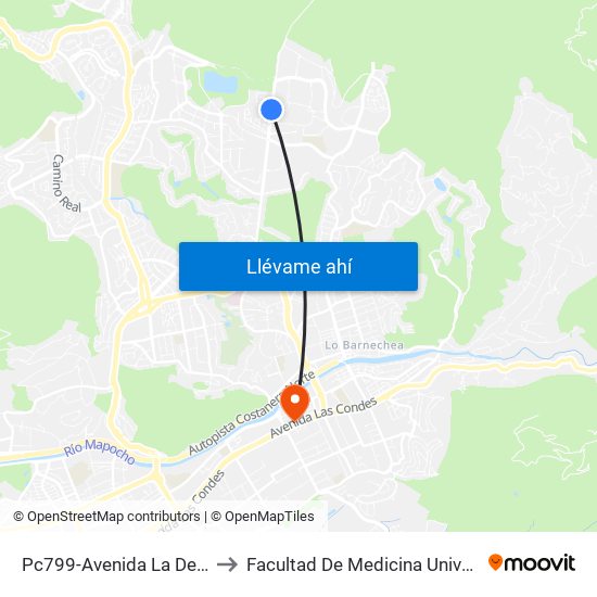 Pc799-Avenida La Dehesa / Esq. Berna to Facultad De Medicina Universidad Del Desarrollo map