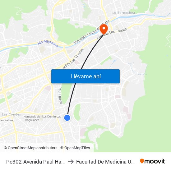Pc302-Avenida Paul Harris / Esq. Río Guadiana to Facultad De Medicina Universidad Del Desarrollo map