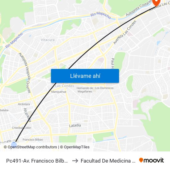 Pc491-Av. Francisco Bilbao / Esq. Hernando De Aguirre to Facultad De Medicina Universidad Del Desarrollo map