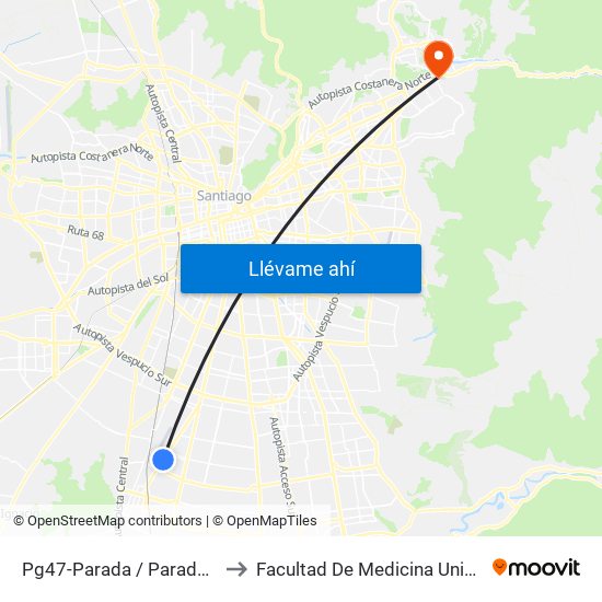 Pg47-Parada / Paradero 37 Gran Avenida to Facultad De Medicina Universidad Del Desarrollo map