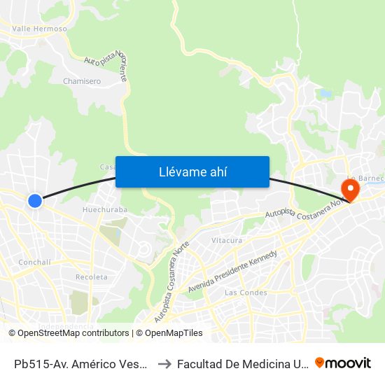 Pb515-Av. Américo Vespucio / Esq. Pedro Fontova to Facultad De Medicina Universidad Del Desarrollo map