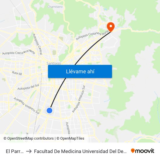 El Parrón to Facultad De Medicina Universidad Del Desarrollo map