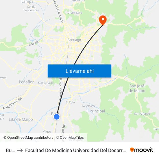 Buin to Facultad De Medicina Universidad Del Desarrollo map