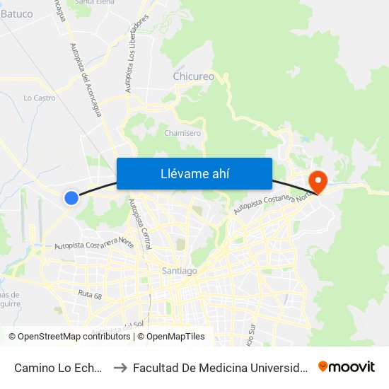 Camino Lo Echevers, 311 to Facultad De Medicina Universidad Del Desarrollo map