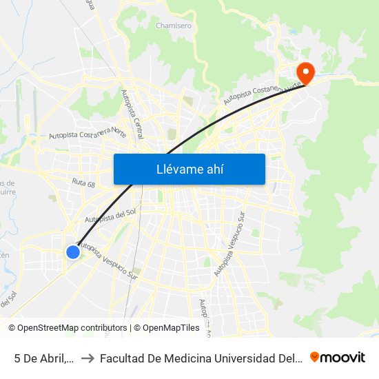5 De Abril, 902 to Facultad De Medicina Universidad Del Desarrollo map