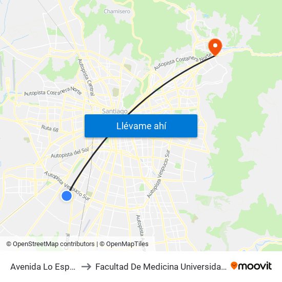 Avenida Lo Espejo, 3780 to Facultad De Medicina Universidad Del Desarrollo map