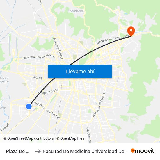 Plaza De Maipú to Facultad De Medicina Universidad Del Desarrollo map