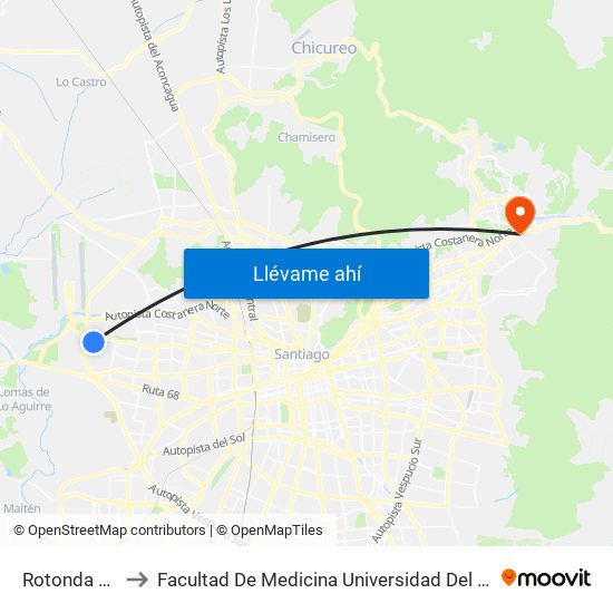 Rotonda Enea to Facultad De Medicina Universidad Del Desarrollo map