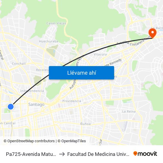 Pa725-Avenida Matucana / Esq. Rosas to Facultad De Medicina Universidad Del Desarrollo map