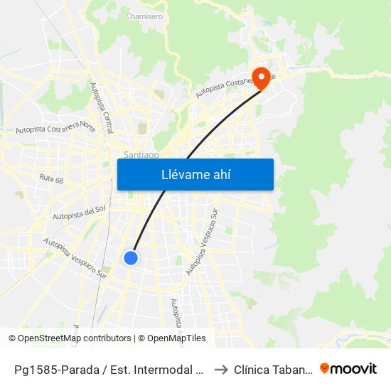 Pg1585-Parada / Est. Intermodal Lo Ovalle to Clínica Tabancura map